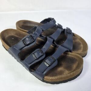 Birkenstock Florida Navy Blue Birko Flor 3 Strap Sandals Women’s EU39 US8-8.5